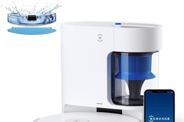 ECOVACS DEEBOT N20 Plus Robot Aspirapolvere con Stazione, 8000 Pa, Pulizia Senza Sforzo per 45 Giorni, Spazzola Antigroviglio, Durata 300 min, Arrampicata da 20 mm