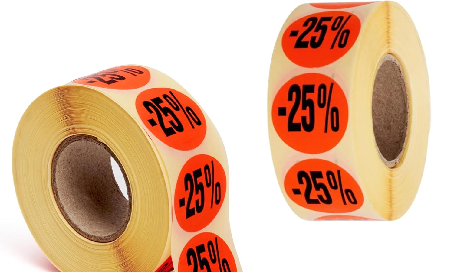 POKORNYS Etichette promozionali “-25%” I Etichette per merce ridotta I 2.000 adesivi di sconto in rosso brillante I etichette adesive rotonde permanenti con diametro di 32 mm