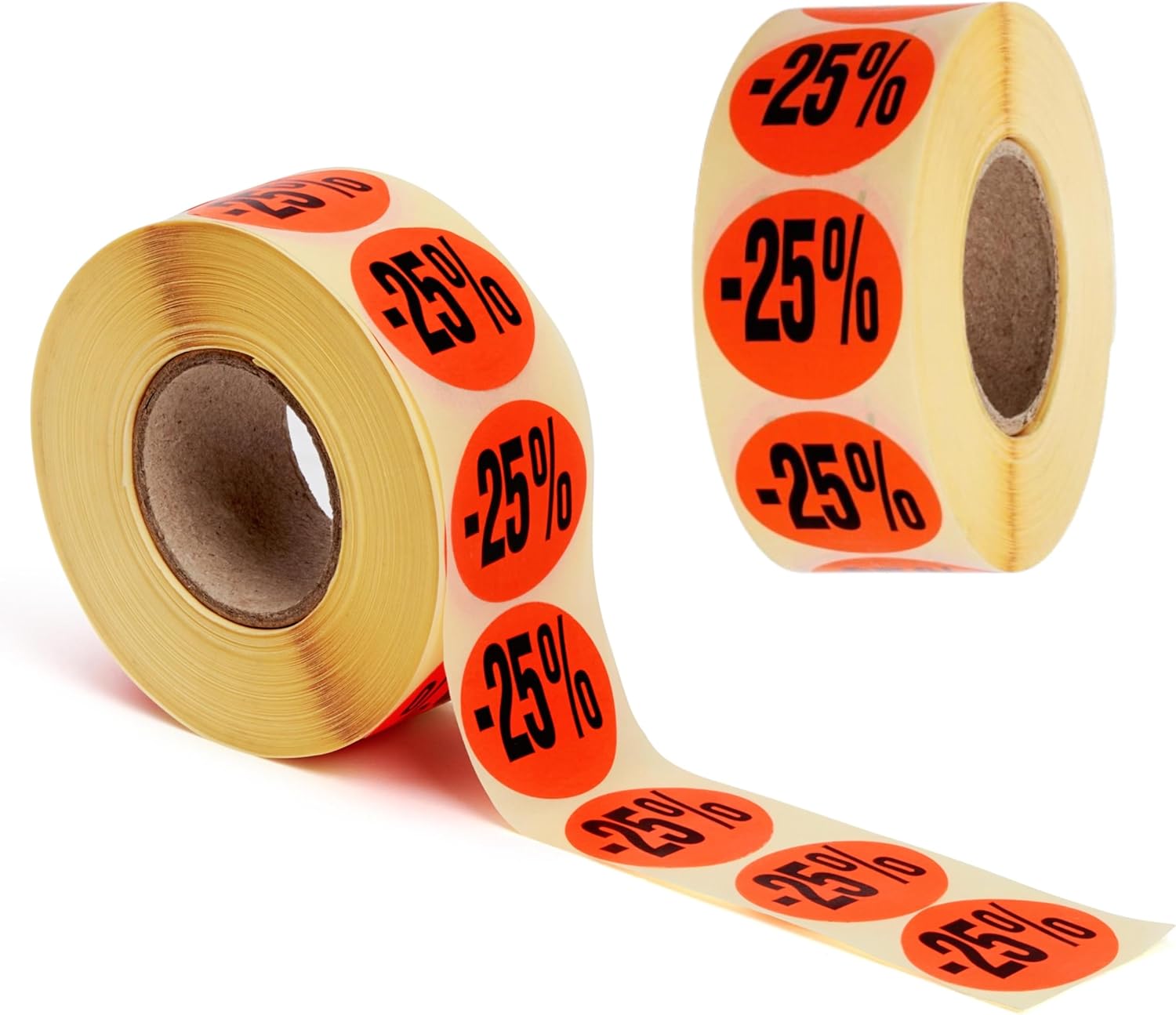 POKORNYS Etichette promozionali “-25%” I Etichette per merce ridotta I 2.000 adesivi di sconto in rosso brillante I etichette adesive rotonde permanenti con diametro di 32 mm