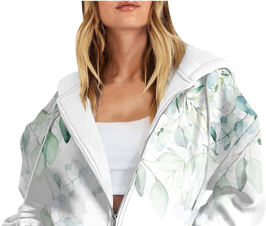 SCBFDI Vintage Clothes, Felpa Oversize per Le Donne, Felpe con Cappuccio Leggere da Donna Zip Intera Manica Lunga Sottile Giacche Casual con Cappuccio