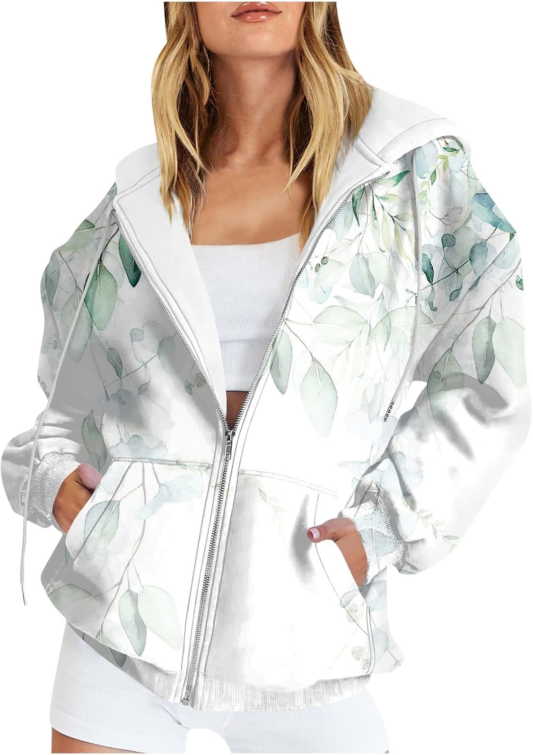 SCBFDI Vintage Clothes, Felpa Oversize per Le Donne, Felpe con Cappuccio Leggere da Donna Zip Intera Manica Lunga Sottile Giacche Casual con Cappuccio