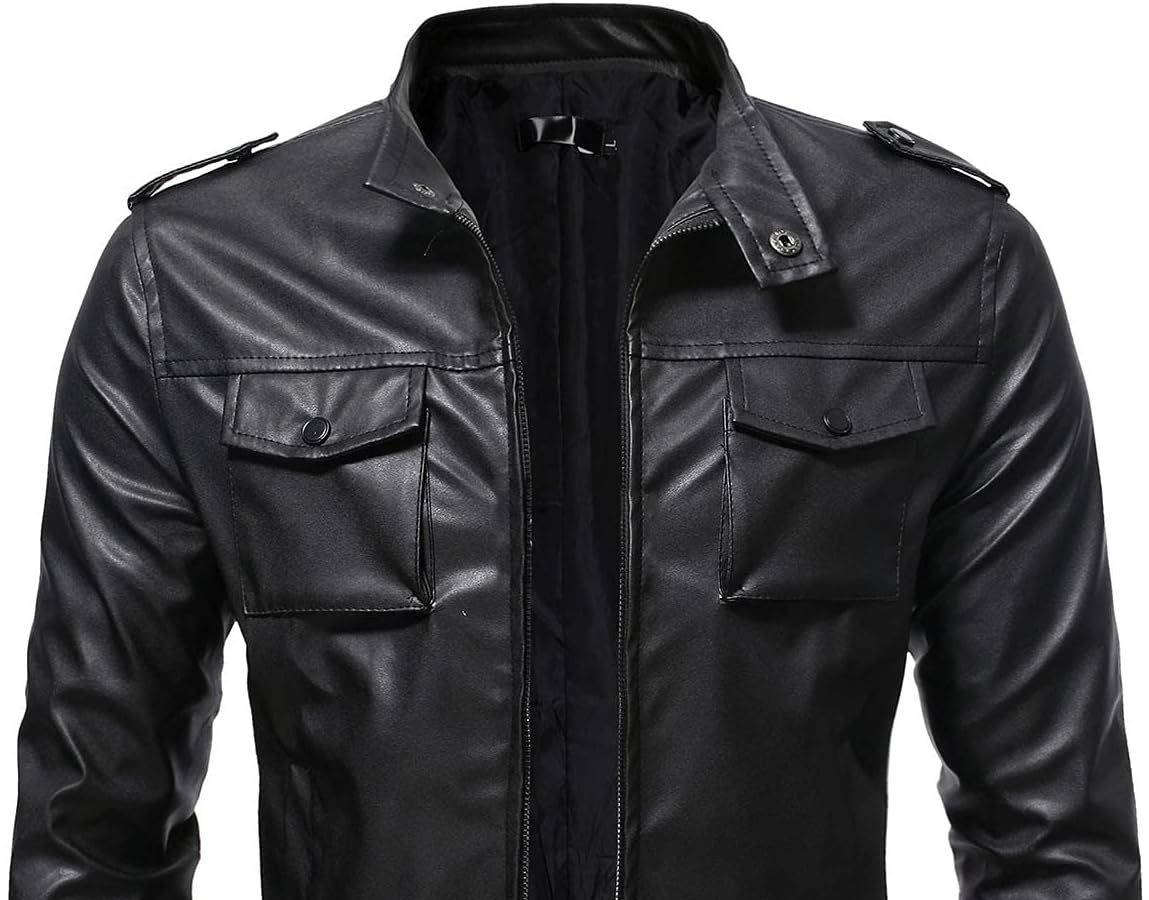 Giacca Bomber Uomo Impermeabile Biker Cerniera Giacca Pelle Giubbino Vintage Slim Fit Invernale Giacca Moto Giacca Militare Classico Giubbino Uomo Giacca Moto Pelle Rossa Uomo Adatto ai principianti