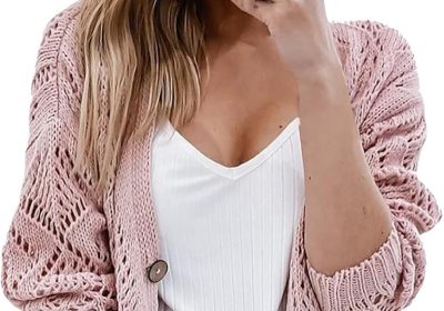 Cocila Cardigan in Tinta Unita da Donna alla Casual 2023 Autunno personalità Bottoni Vuoti Maglione a Maniche Lunghe Allentato Camicia Morbida da Donna Autunno e Inverno Top Cotone