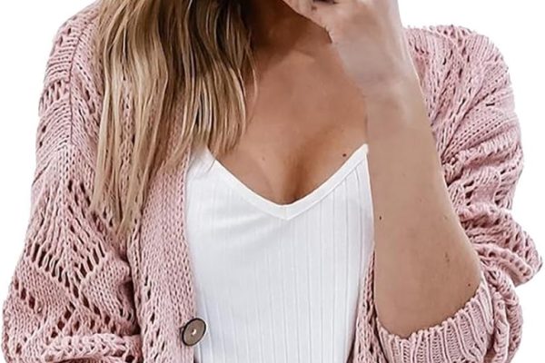 Cocila Cardigan in Tinta Unita da Donna alla Casual 2023 Autunno personalità Bottoni Vuoti Maglione a Maniche Lunghe Allentato Camicia Morbida da Donna Autunno e Inverno Top Cotone