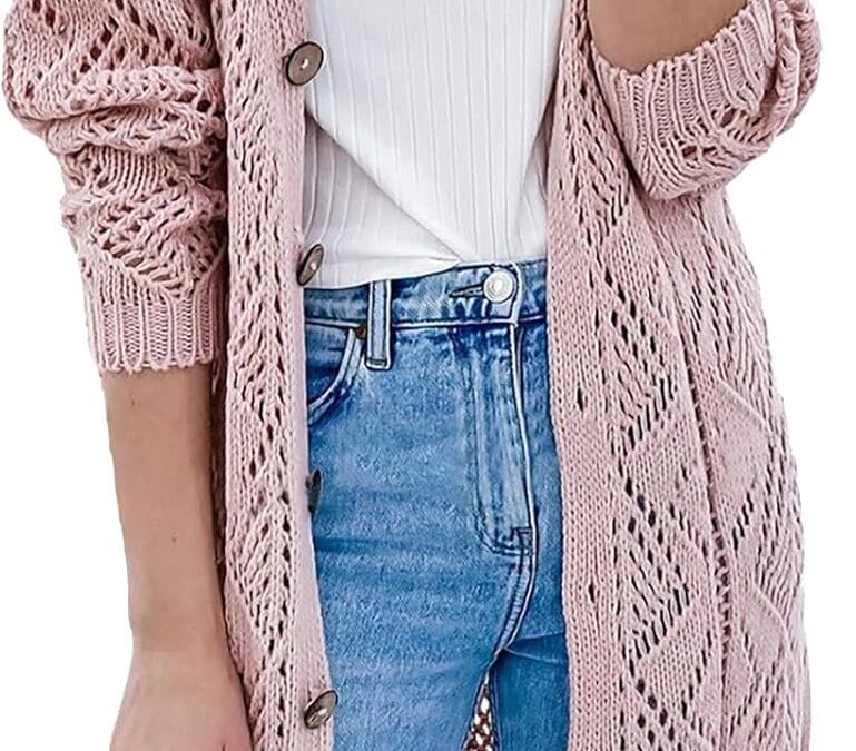 Cocila Cardigan in Tinta Unita da Donna alla Casual 2023 Autunno personalità Bottoni Vuoti Maglione a Maniche Lunghe Allentato Camicia Morbida da Donna Autunno e Inverno Top Cotone