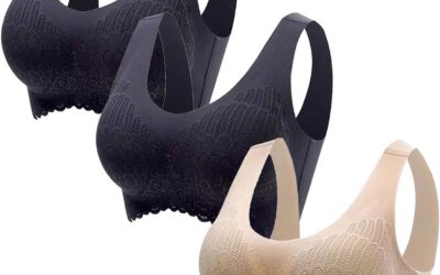 Uwdiohq Confezione da 3 Reggiseni da Donna Senza Ferretto Up Senza Ferretto Reggiseno Sportivo Comfort Reggiseno Imbottito in Pizzo Morbido Bustino Elasticizzato Senza Ferretto Tenuta Media