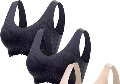 Uwdiohq Confezione da 3 Reggiseni da Donna Senza Ferretto Up Senza Ferretto Reggiseno Sportivo Comfort Reggiseno Imbottito in Pizzo Morbido Bustino Elasticizzato Senza Ferretto Tenuta Media