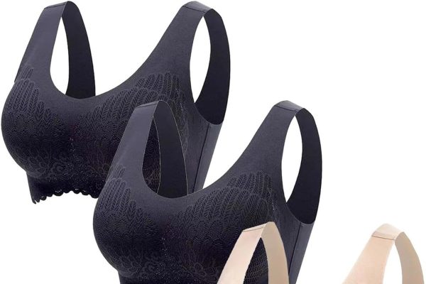 Uwdiohq Confezione da 3 Reggiseni da Donna Senza Ferretto Up Senza Ferretto Reggiseno Sportivo Comfort Reggiseno Imbottito in Pizzo Morbido Bustino Elasticizzato Senza Ferretto Tenuta Media