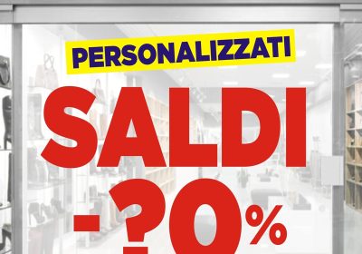 PERSONALIZZALO QUI – Adesivi saldi Rimovibili per Vetrine – scegli COLORE – STILE TESTO – DIMENSIONE – PERCENTUALE di sconto – Vetrofania, Stickers, sconti e saldi senza Sfondo