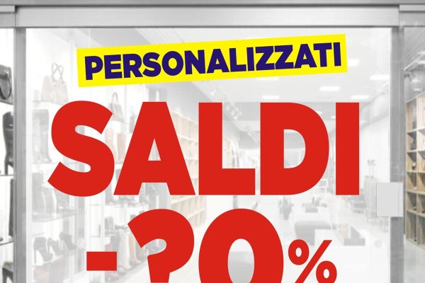 PERSONALIZZALO QUI – Adesivi saldi Rimovibili per Vetrine – scegli COLORE – STILE TESTO – DIMENSIONE – PERCENTUALE di sconto – Vetrofania, Stickers, sconti e saldi senza Sfondo