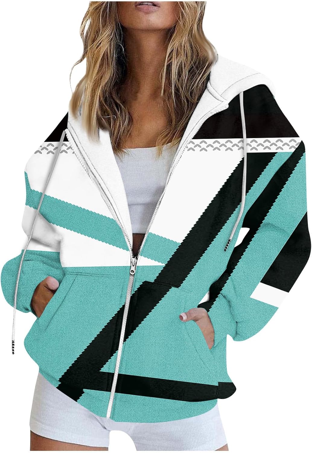SCBFDI Felpa Donna con Zip E Cappuccio, Giacca da Moto, Donna Zip Up Felpe con Cappuccio Y2K Giacche Casual A Maniche Lunghe Maglioni Autunnali con Coulisse