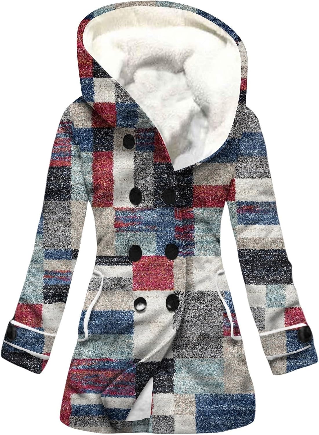 SCBFDI Giubbotto Donna Invernale, Felpa Donna Vacanza Moda Vento Manica Lunga Scuola Pulsante Stampa Giacca A Vento Adatto Morbido con Cappuccio