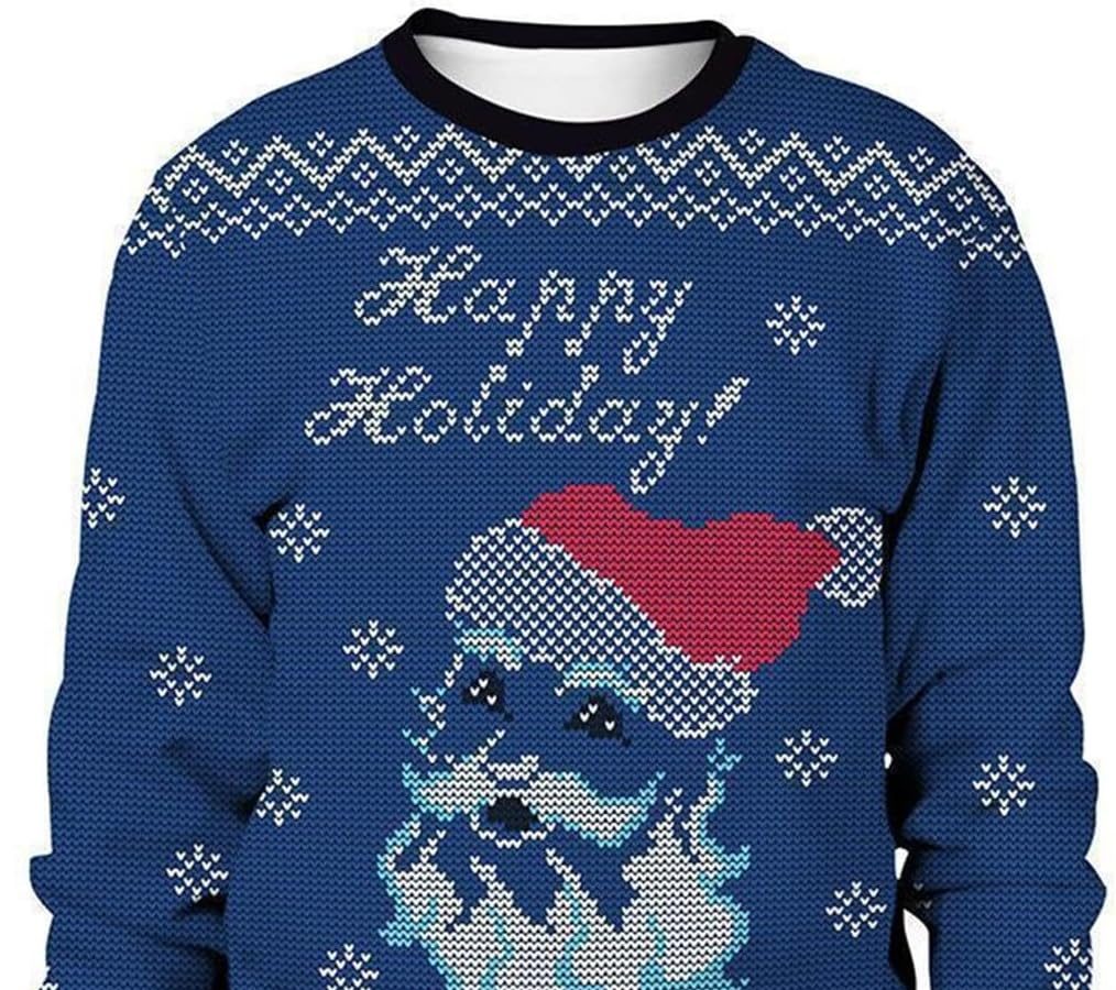 Generico Felpe visibilità Maglione Pullover da Uomo a Maniche Lunghe, Casual, con Stampa 3D, Tasca con Coulisse e Cappuccio Felpa Cotone Sconti Felpe (Blue, XXXL)