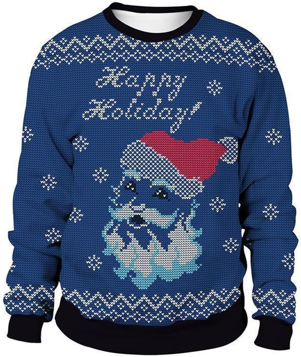 Generico Felpe visibilità Maglione Pullover da Uomo a Maniche Lunghe, Casual, con Stampa 3D, Tasca con Coulisse e Cappuccio Felpa Cotone Sconti Felpe (Blue, XXXL)