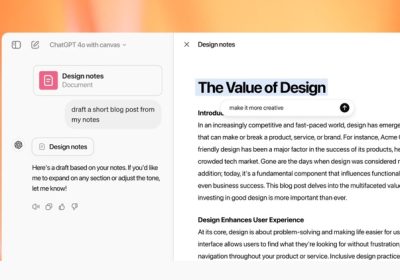 OpenAI introduce Canvas: la piattaforma per progetti di scrittura e di codice di prossima generazione