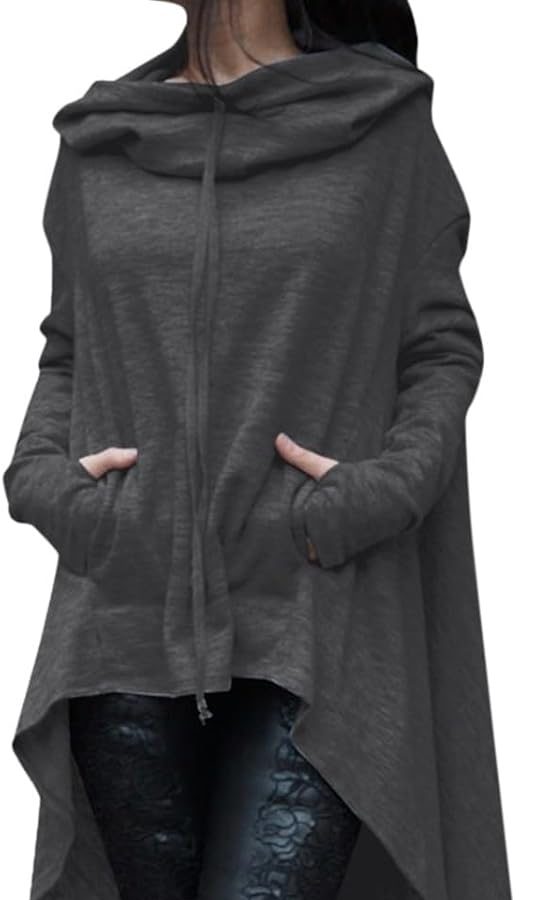 Cocila Felpa con Cappuccio da Felpa con Cappuccio Lunga Top da Felpa con Cappuccio Camicetta Asimmetrica Felpa Pelliccia