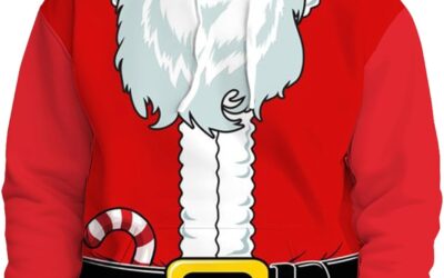 Pile da Cappuccio a Maniche Lunghe con Stampa a Tema Natalizio Autunnale e Invernale da Uomo Felpa Simpatiche