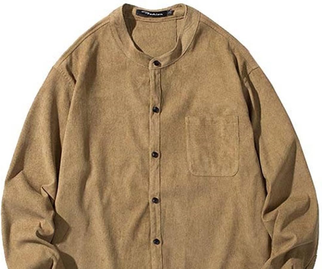 Gemelli Camicia in Argento Velluto a Coste da Uomo Autunno e Inverno 2024 Camicia Casual retrò Allentata Oversize con Colletto alla Coreana Giapponese per Uomo Maglietta Personalizzabile