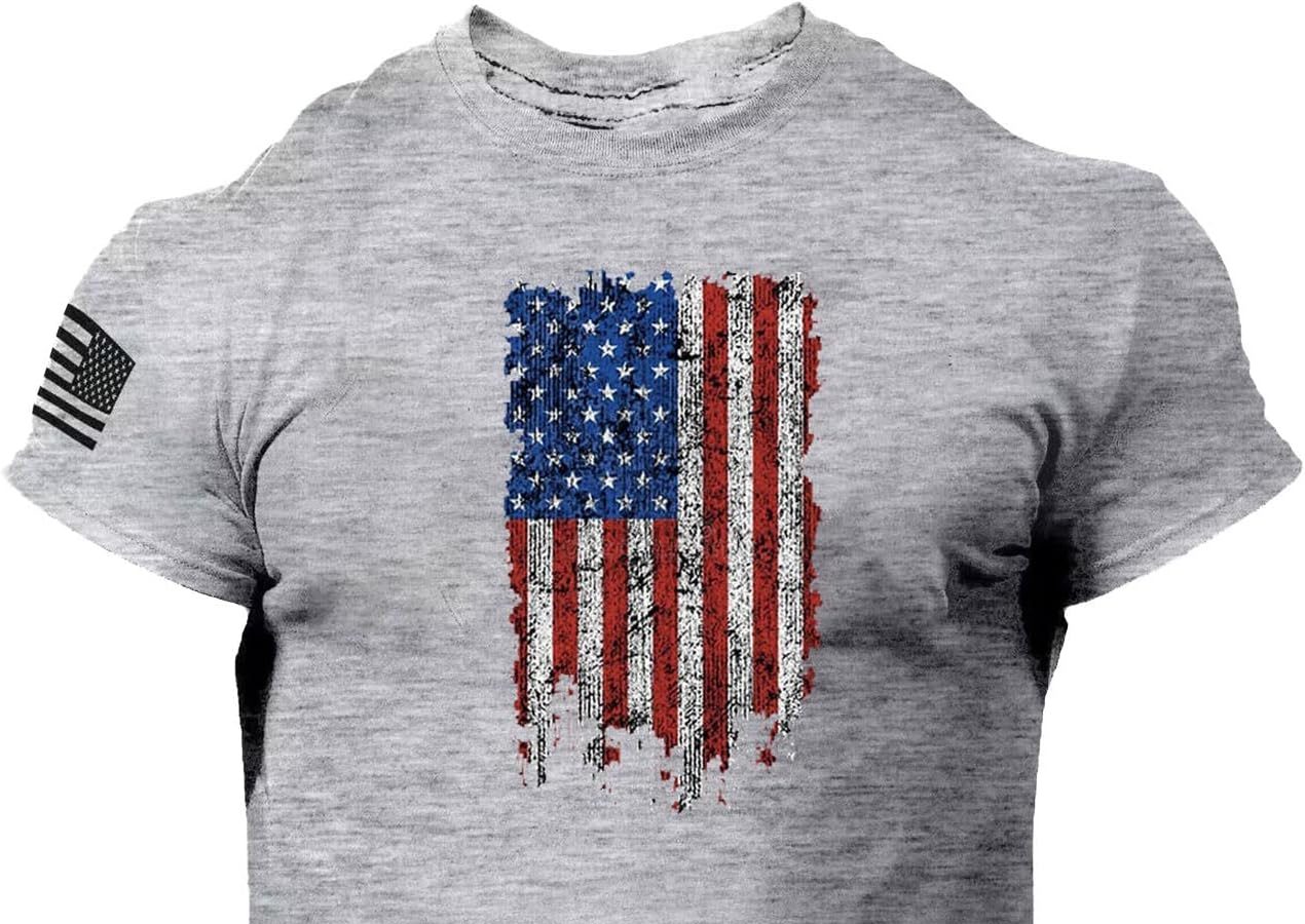 OCCOKO T-Shirt a Maniche Corte Stampata 3D Casual da Uomo con Logo Bandiera Americana Sconti Autunno