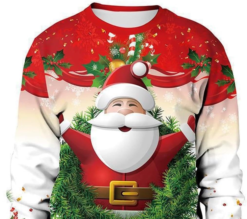 Generico Felpe visibilità Maglione Pullover da Uomo a Maniche Lunghe, Casual, con Stampa 3D, Tasca con Coulisse e Cappuccio Felpa Cotone Sconti Felpe (White, XXL)