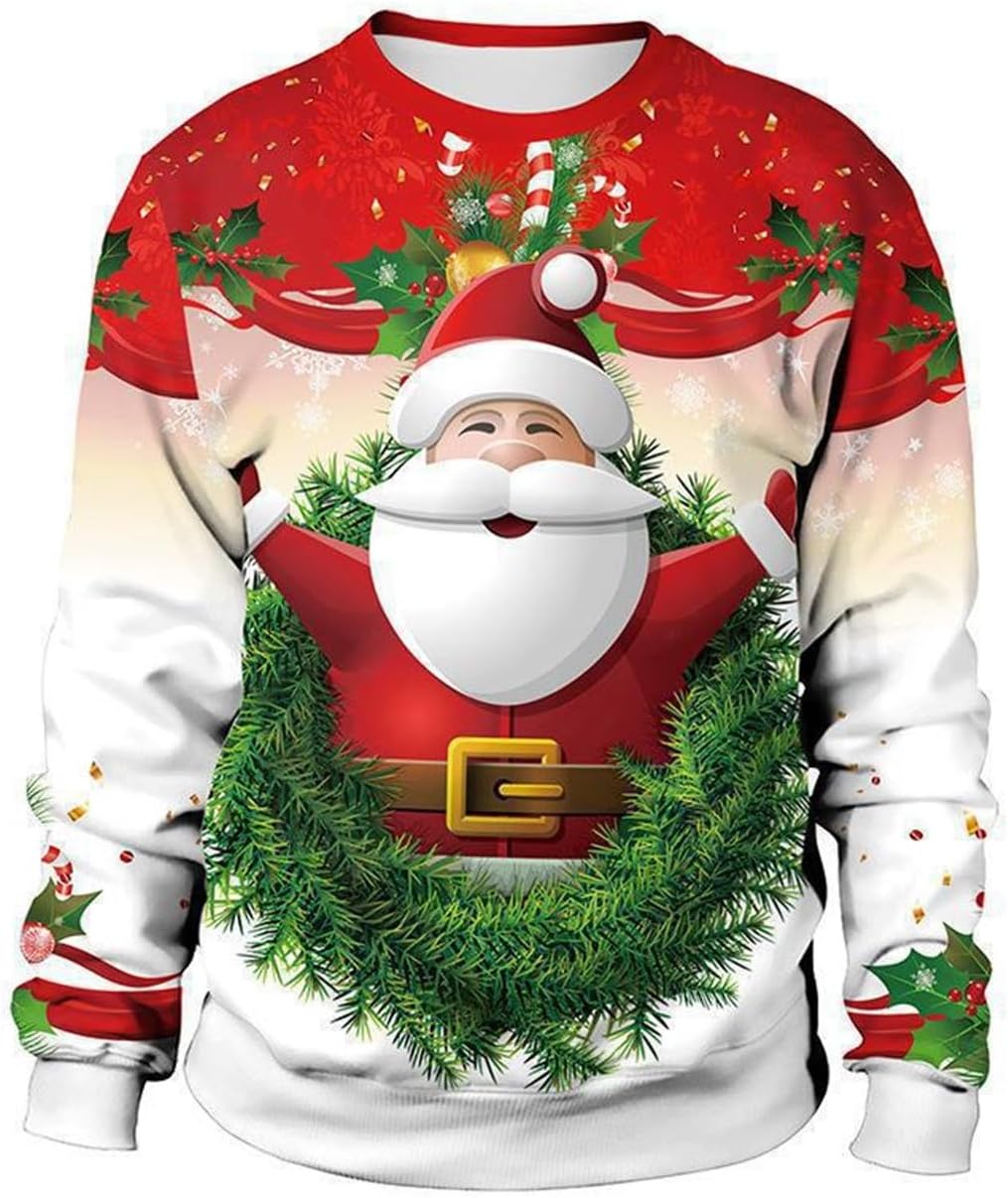 Generico Felpe visibilità Maglione Pullover da Uomo a Maniche Lunghe, Casual, con Stampa 3D, Tasca con Coulisse e Cappuccio Felpa Cotone Sconti Felpe (White, XXL)