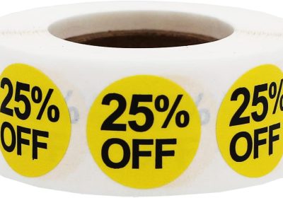 Gialli 25% di Sconto Sugli Adesivi di Vendita, 19 mm 3/4 Pollice Etichette di Vendita al Dettaglio 500 Pacchetto