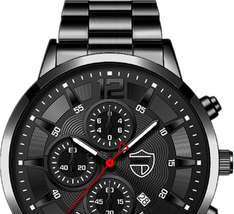 Orologio da uomo in acciaio inossidabile alla moda, personalità, quadrante grande con calendario, orologio al quarzo analogico, casual