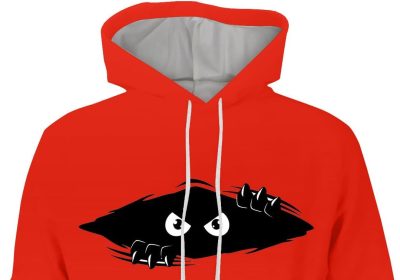 JMEDIC Top Pullover da Uomo a Maniche Lunghe Casual con Stampa 3D Peeping Eyes, Tasca con Coulisse e Cappuccio Felpa in Pile da Felpa Sconti