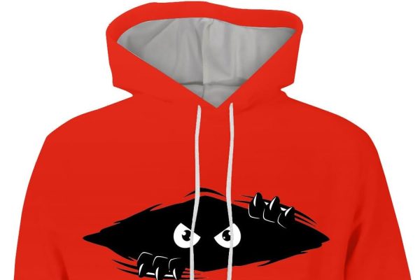 JMEDIC Top Pullover da Uomo a Maniche Lunghe Casual con Stampa 3D Peeping Eyes, Tasca con Coulisse e Cappuccio Felpa in Pile da Felpa Sconti