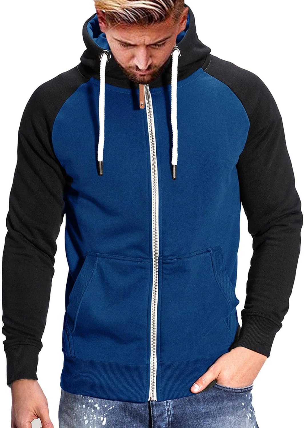 JMEDIC Maglione con Cappuccio Abbinato a Colori Sportivi Casual da Coppia Felpa Sconto Felpe Firmate Cappuccio