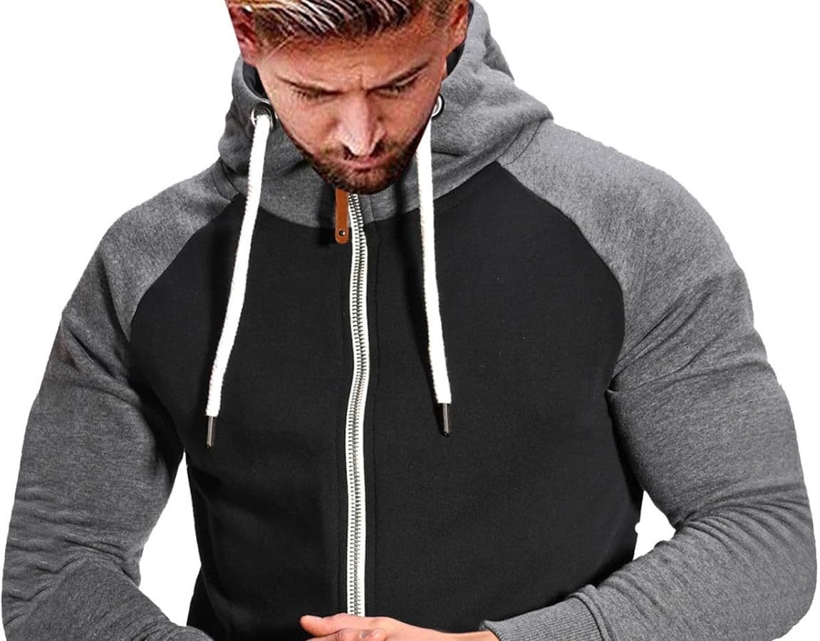 JMEDIC Maglione con Cappuccio Abbinato a Colori Sportivi Casual da Coppia Felpa Sconto Maglione Consegna Natale Felpa Cotone Zip Cappuccio