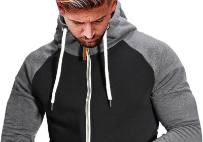 JMEDIC Maglione con Cappuccio Abbinato a Colori Sportivi Casual da Coppia Felpa Sconto Maglione Consegna Natale Felpa Cotone Zip Cappuccio