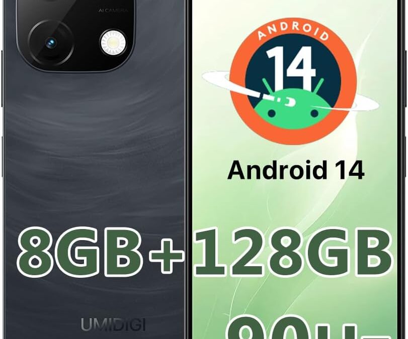 UMIDIGI G9T Smartphone Android 14 8GB Ram 128GB Rom 1TB Telefono Cellulare 6.75″ HD 90Hz,13MP 5MP Cellulari 5000mAh Batteria,Dual SIM,Fingerprint Face ID,2.4G 5G WiFi GPS OTG 2024 Nero