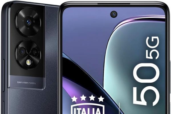 TCL Mobile 50 Smartphone 5G, Chipset MediaTek Dimensity 6100+, Display 6.56 pollici HD+ 90Hz, 128GB, 8GB RAM, 4GB e 4GB RAM expansion, Dual Camera Hybrid 50 MP, Android 14, 5010 mAh, Space Grey