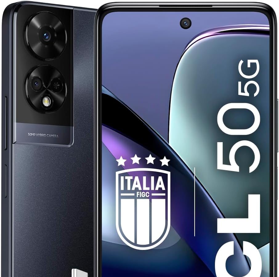 TCL Mobile 50 Smartphone 5G, Chipset MediaTek Dimensity 6100+, Display 6.56 pollici HD+ 90Hz, 128GB, 8GB RAM, 4GB e 4GB RAM expansion, Dual Camera Hybrid 50 MP, Android 14, 5010 mAh, Space Grey