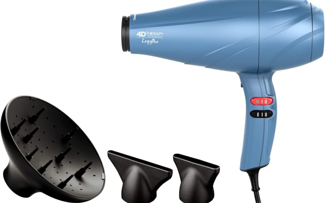Gama Italy Professional Phon Leggero Ozone Ion 4D, Asciugacapelli potente 2400W, phon con tecnologia agli ioni negativi, azzuro