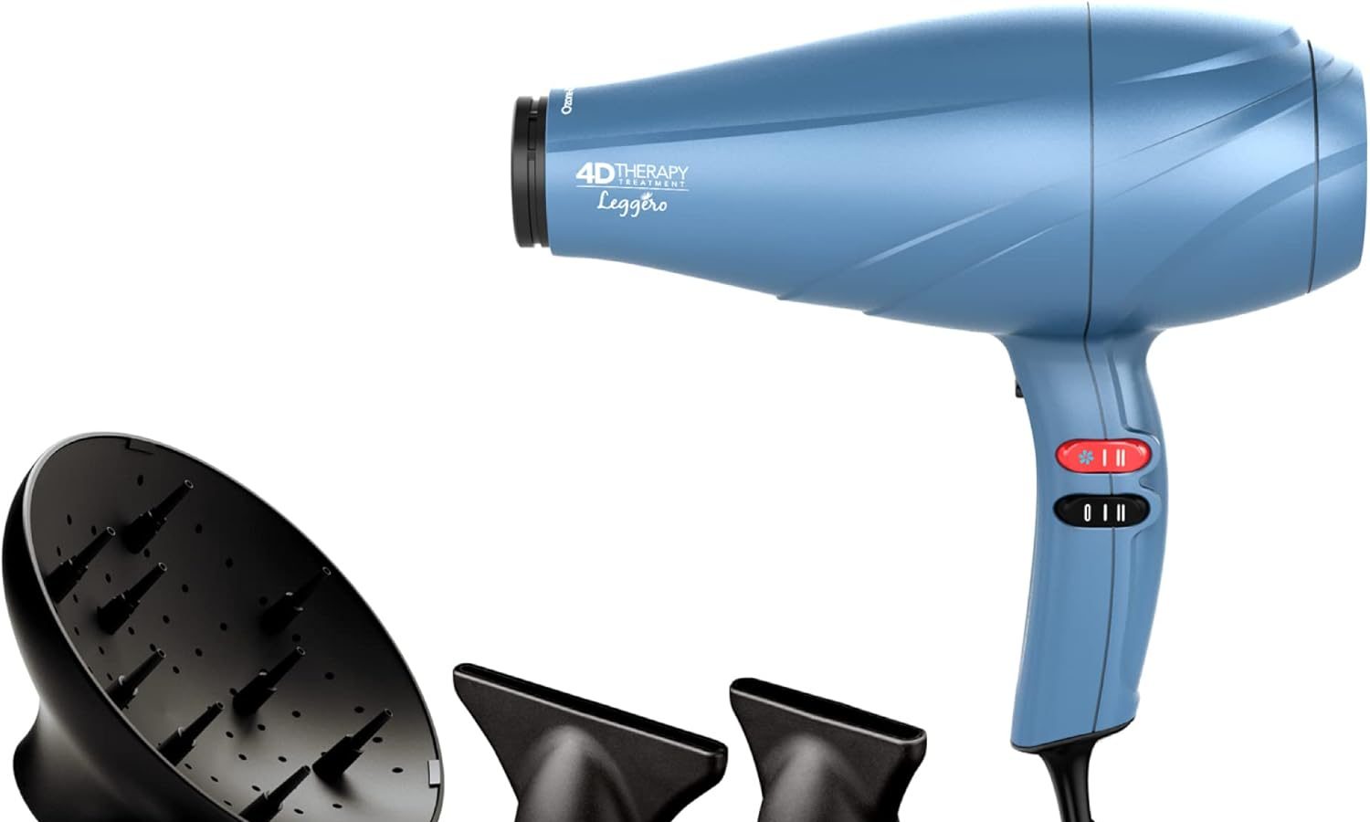 Gama Italy Professional Phon Leggero Ozone Ion 4D, Asciugacapelli potente 2400W, phon con tecnologia agli ioni negativi, azzuro