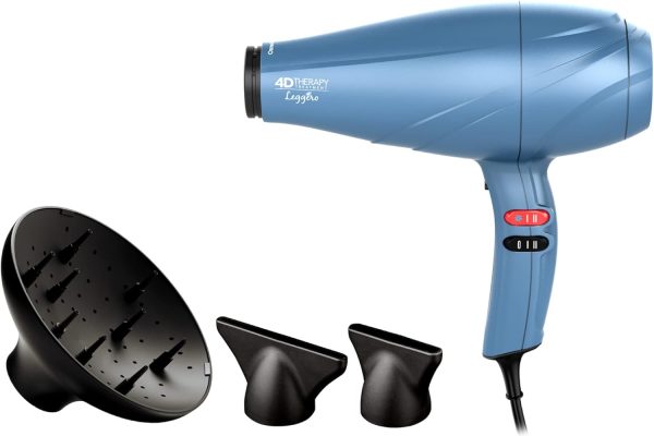 Gama Italy Professional Phon Leggero Ozone Ion 4D, Asciugacapelli potente 2400W, phon con tecnologia agli ioni negativi, azzuro