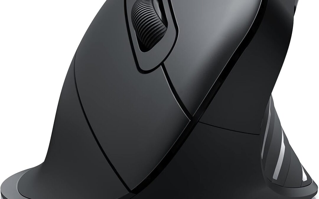 CSL – Nuovo Mouse Verticale Wireless – Tecnologia LED Rosso – Laser Fino a 2400 DPI – 6 Pulsanti, Rotella Scorrimento, Ricevitore USB Wireless 2.4 GHz Incluso – Senza Filo Nero – Offerta Lancio