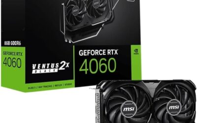 MSI GeForce RTX 4060 VENTUS 2X BLACK 8G OC Scheda Video Gaming, 8GB GDDR6 (17 Gbps / 128-bit), PCI Express Gen4, 8-pin x1, DisplayPort x3 (v1.4a), HDMI 2.1 – Ventole TORX 4.0, Tecnologia ZERO FROZR