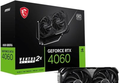 MSI GeForce RTX 4060 VENTUS 2X BLACK 8G OC Scheda Video Gaming, 8GB GDDR6 (17 Gbps / 128-bit), PCI Express Gen4, 8-pin x1, DisplayPort x3 (v1.4a), HDMI 2.1 – Ventole TORX 4.0, Tecnologia ZERO FROZR