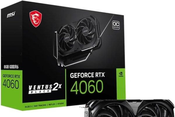 MSI GeForce RTX 4060 VENTUS 2X BLACK 8G OC Scheda Video Gaming, 8GB GDDR6 (17 Gbps / 128-bit), PCI Express Gen4, 8-pin x1, DisplayPort x3 (v1.4a), HDMI 2.1 – Ventole TORX 4.0, Tecnologia ZERO FROZR
