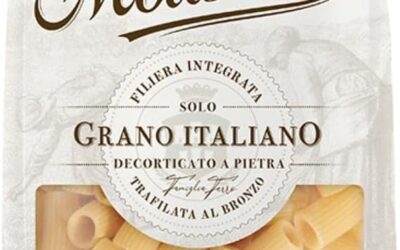 La Molisana, Mezzi Rigatoni n. 32, Pasta da Solo Grano Italiano – Trafilata al Bronzo, Ruvida e Tenace con Eccellente Tenuta in Cottura – Confezione da 500 g