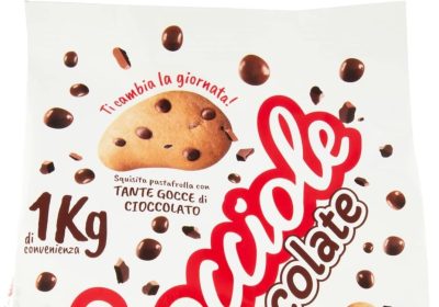 Pavesi Biscotti Frollini Gocciole Cioccolato, Biscotti da Colazione con Gocce di Cioccolato, senza Olio di Palma, 1 kg