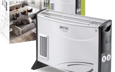 Imetec Eco Rapid, Stufa Elettrica 2000 W, Tecnologia a Basso Consumo Energetico, Termoconvettore 4 Temperature, Termostato Ambiente, Silenzioso