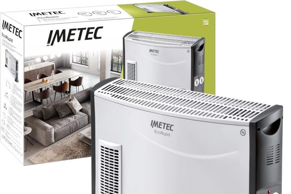 Imetec Eco Rapid, Stufa Elettrica 2000 W, Tecnologia a Basso Consumo Energetico, Termoconvettore 4 Temperature, Termostato Ambiente, Silenzioso