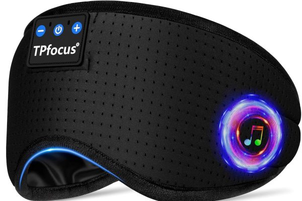 TPfocus Maschera per dormire cuffie Bluetooth 5.2 fascia, cuffie senza fili per dormire da lato, ufficio, viaggi aerei, gadget tecnologici fantastici, regali unici(ferroso)