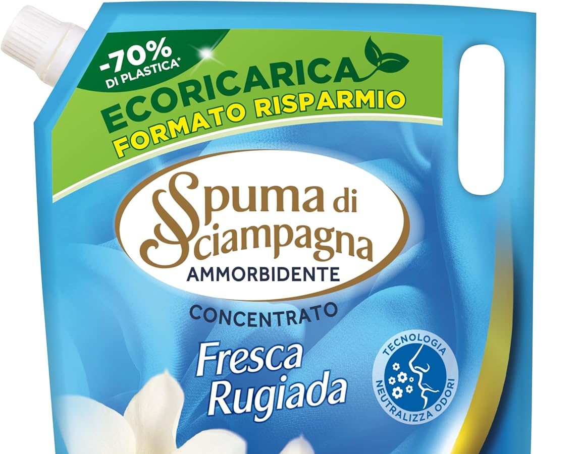 Spuma di Sciampagna Ecoricarica Ammorbidente Liquido Concentrato Fresco Puro, 60 Lavaggi, 1200 ml