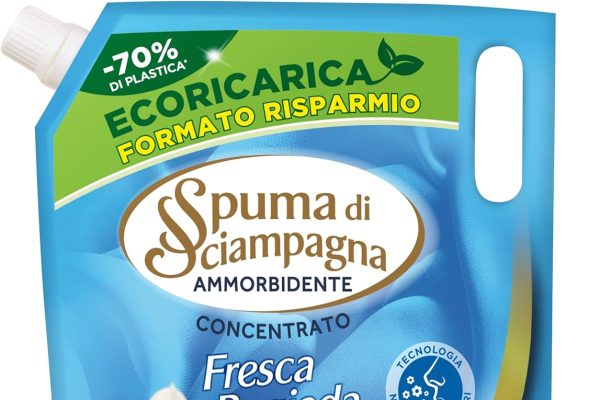 Spuma di Sciampagna Ecoricarica Ammorbidente Liquido Concentrato Fresco Puro, 60 Lavaggi, 1200 ml