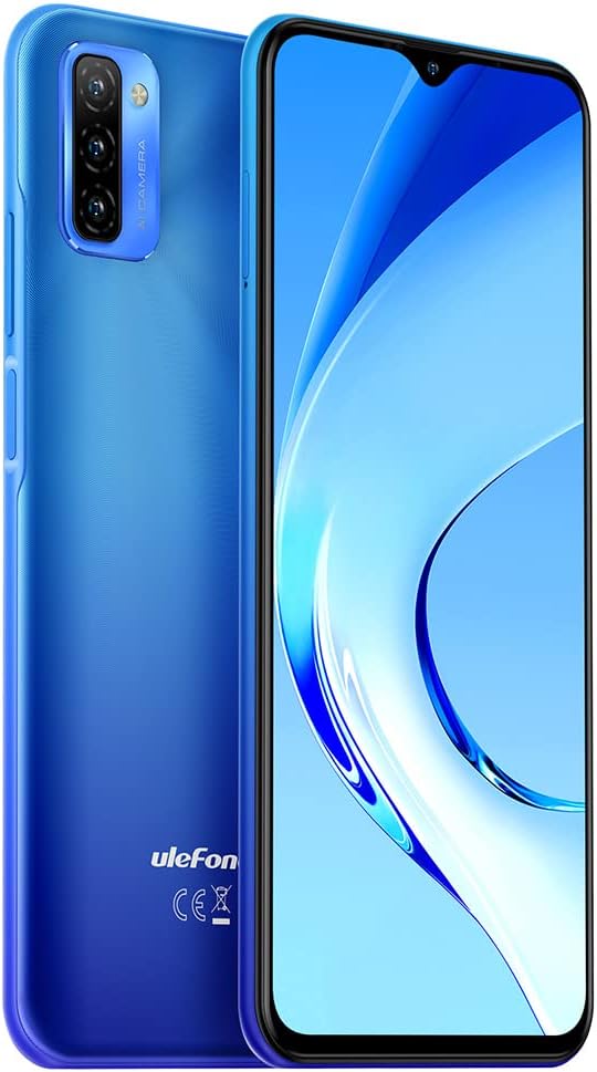 Ulefone 4G Smartphone Offerta NOTE 12, 4GB+128GB, 7700mAh Massiccia Batteria Cellulare DUAL SIM, Schermo HD+ 6,82”, Slot Per 3 Schede, Android 11 Go, Fotocamera Tripla 13MP, Sblocco Facciale Blu